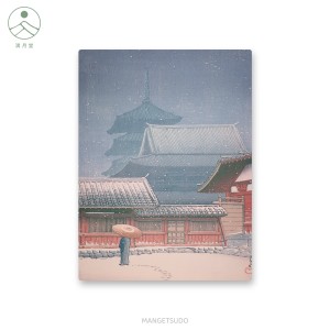 職人手作木版畫【暮雪名剎 · 孤高之美】