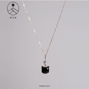 黑瑪瑙貓貓吊墜頸鏈